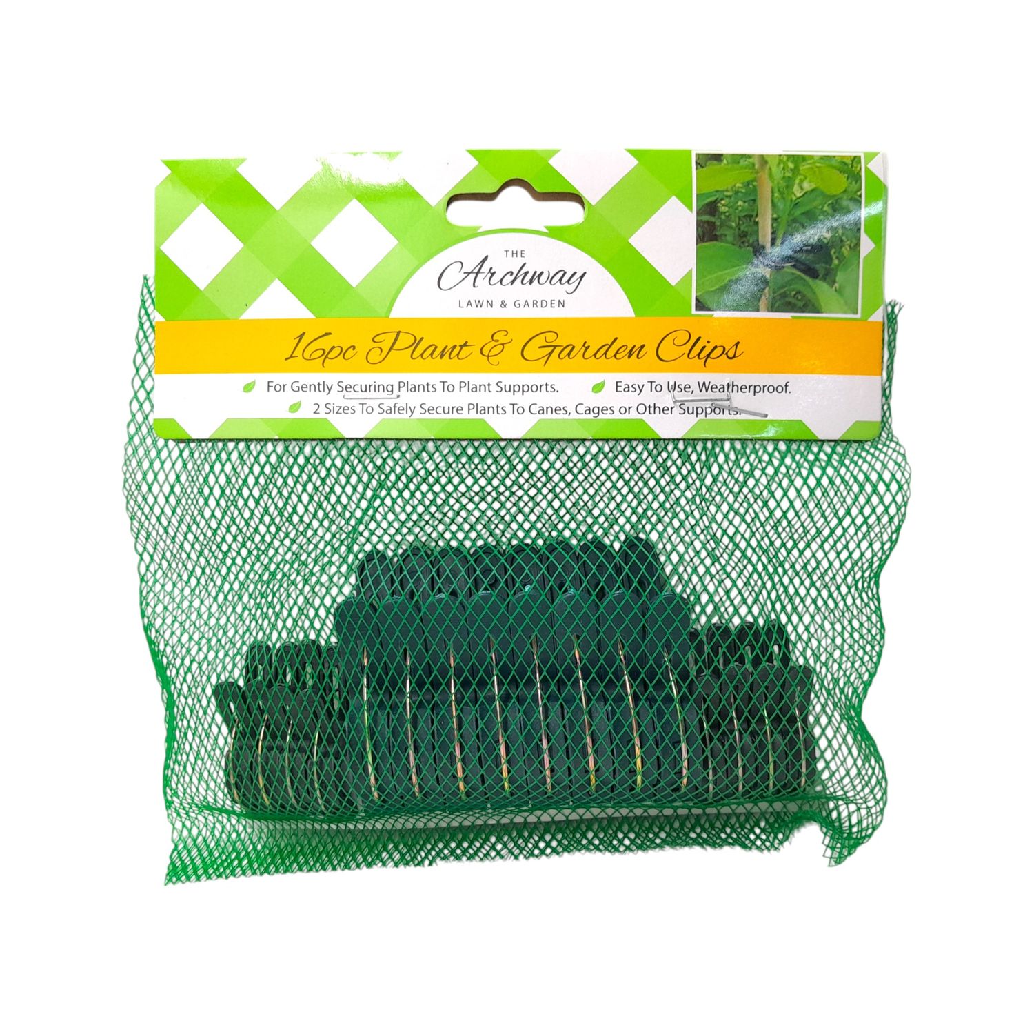 16pc Plant/Garden Clips Green