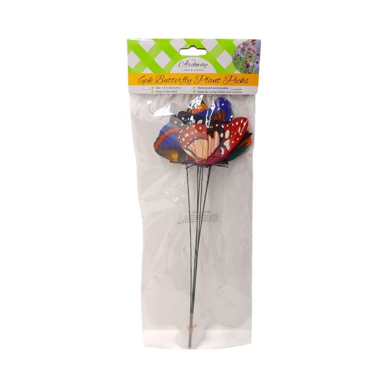 6pc 12&quot; Butterfly Planter Picks Multi