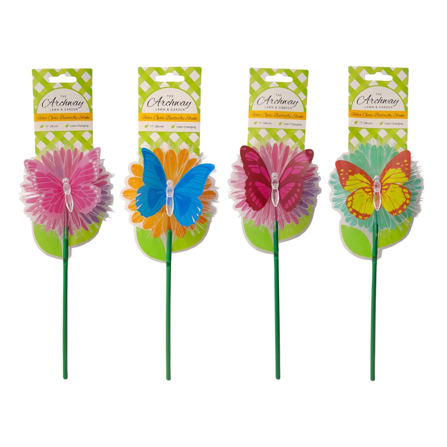 11&quot;x4.25&quot; Light Up Color Changing Butterfly PVC Flower Stake Assorted