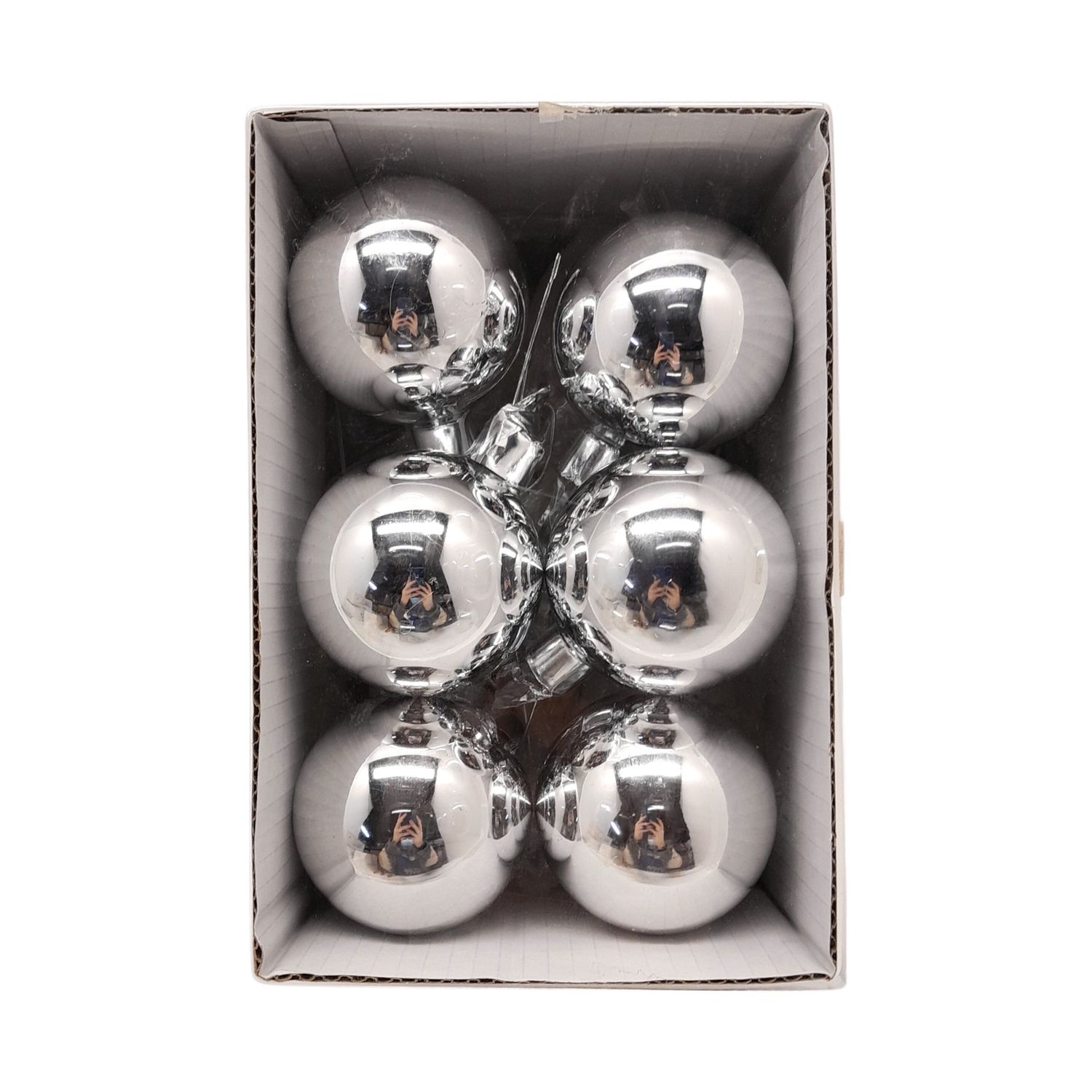*12pc 70mm Ball on 6&quot; Silver Wire Silver (Glass)