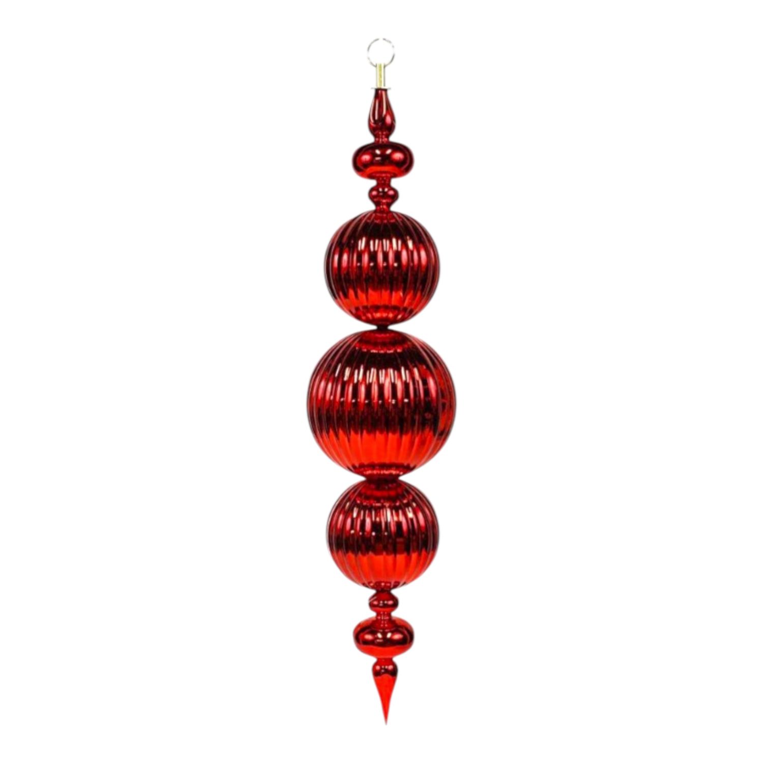 22&quot;  Vertical Stripe Ball/Finial Red (Plastic)