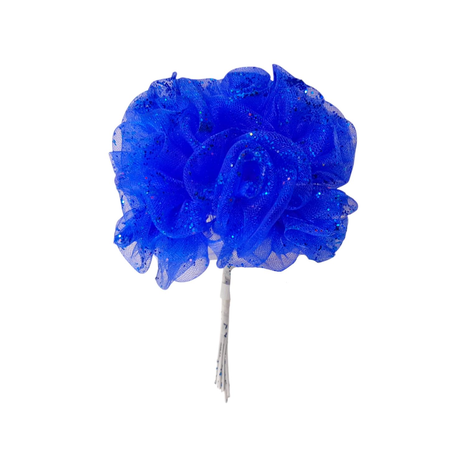 3.5&quot; Organza Rose w/Glitter x6 Royal