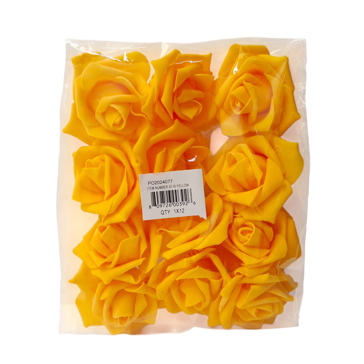 12pc 3&quot; Foam Rose Heads Yellow