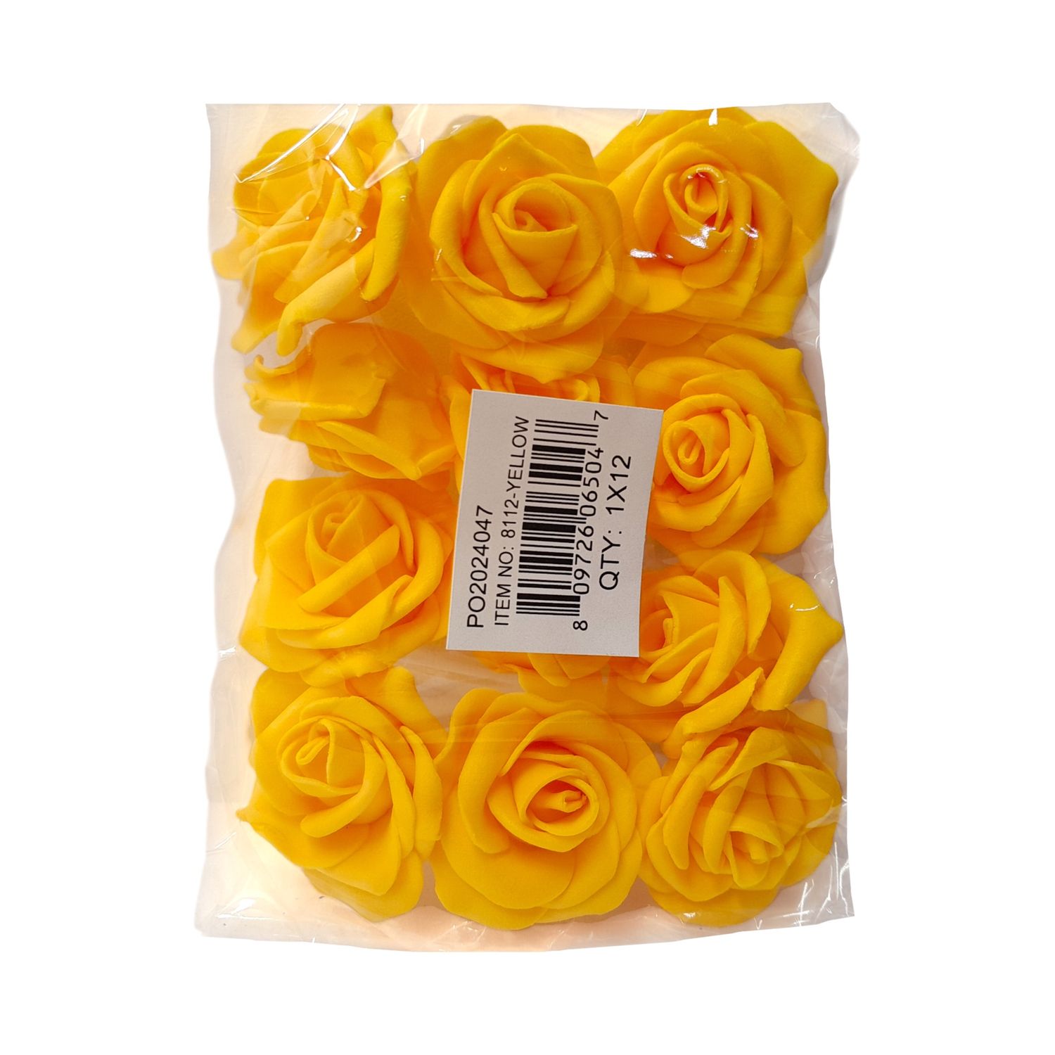 12pc 1.75" Foam Rose Heads Yellow