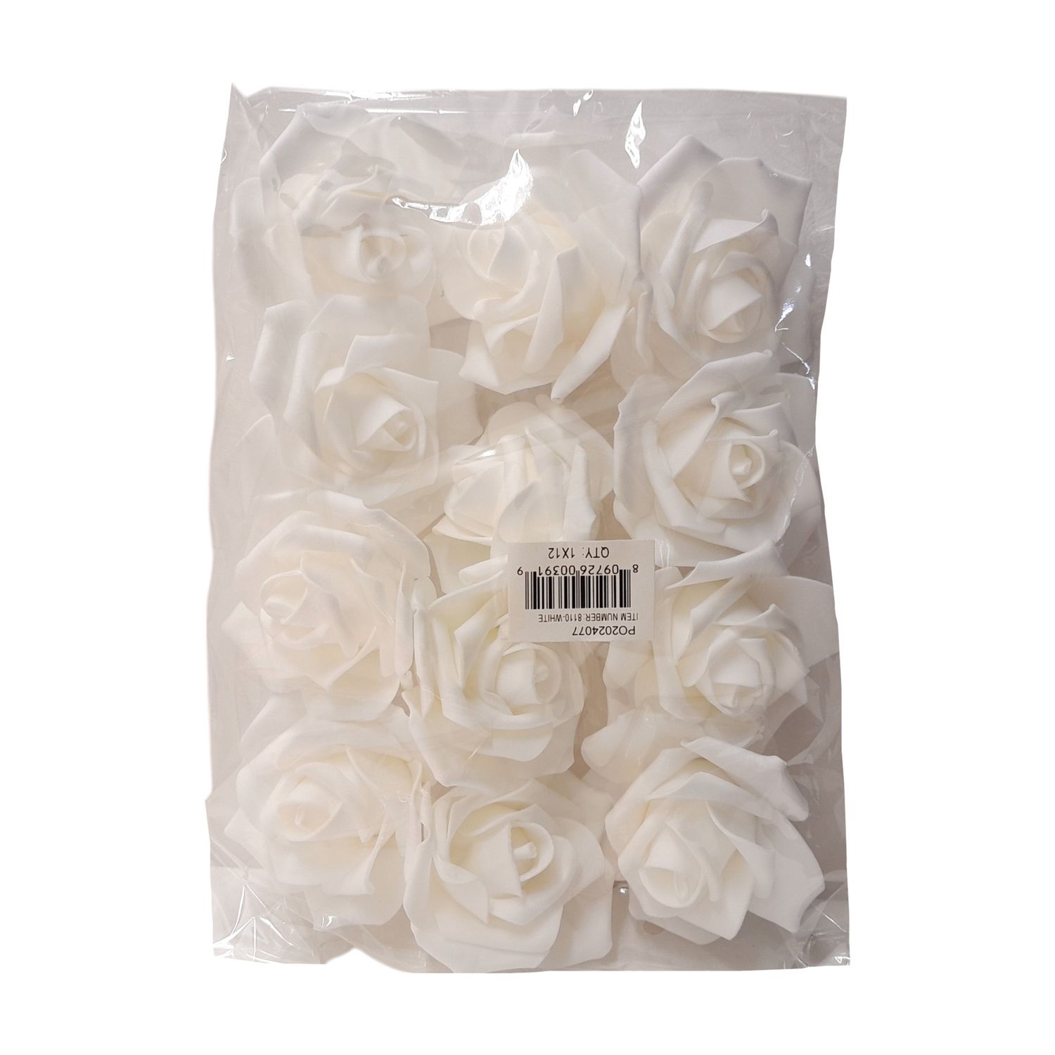 12pc 3" Foam Rose Heads White