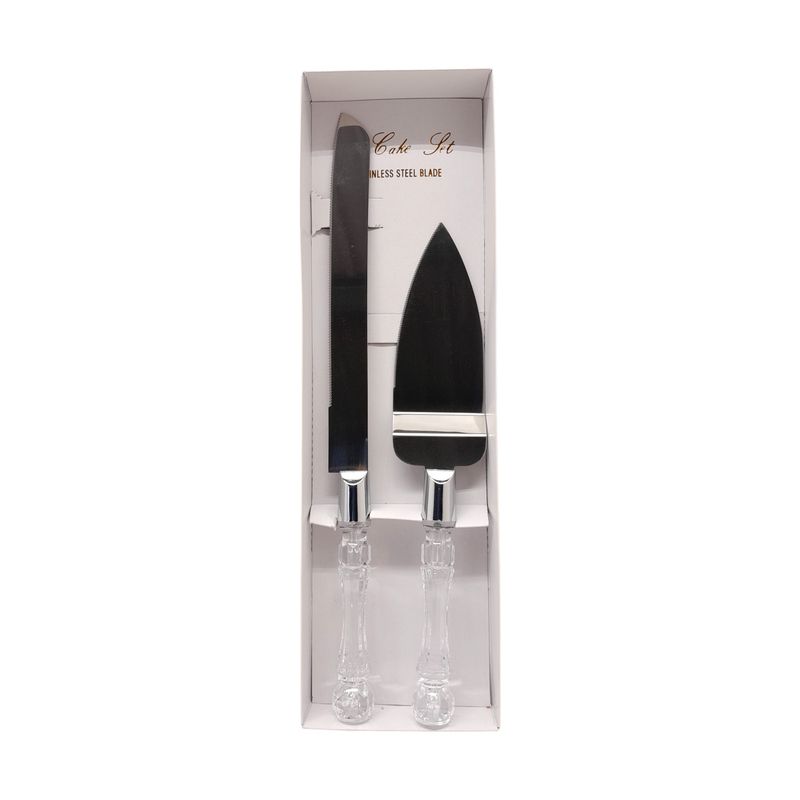 Cake Knife &amp; Server Set Silver/Crystal