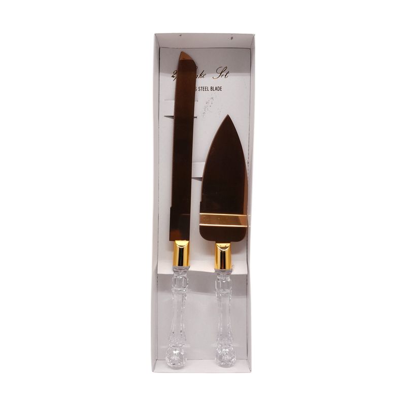 Cake Knife &amp; Server Set Gold/Crystal