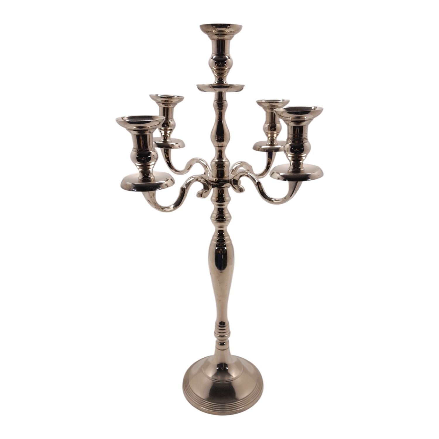 *30.75&quot;x17&quot; Nickel Plated Aluminum Candelabra w/7.75&quot; Base Silver