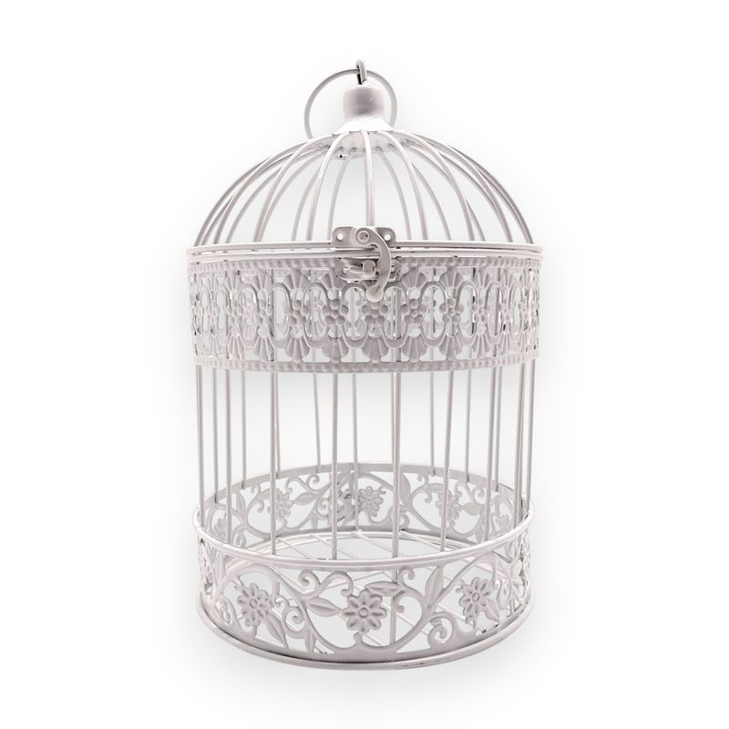 7.5&quot;x11.5&quot; Metal Wire Bird Cage White