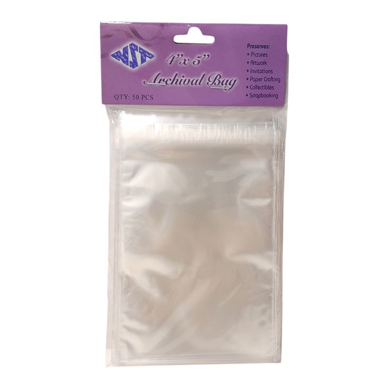 50pc 4&quot;x5&quot; Sealable Cellophane Archival Bags Clear (Preserves: Pictures, Artwork, Invites, Collectibles, etc.)