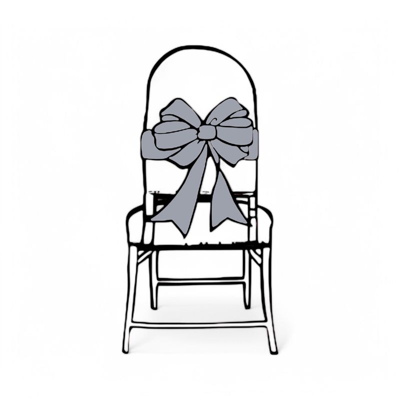 6pc 6&quot;x108&quot; Satin Chair Bow Silver