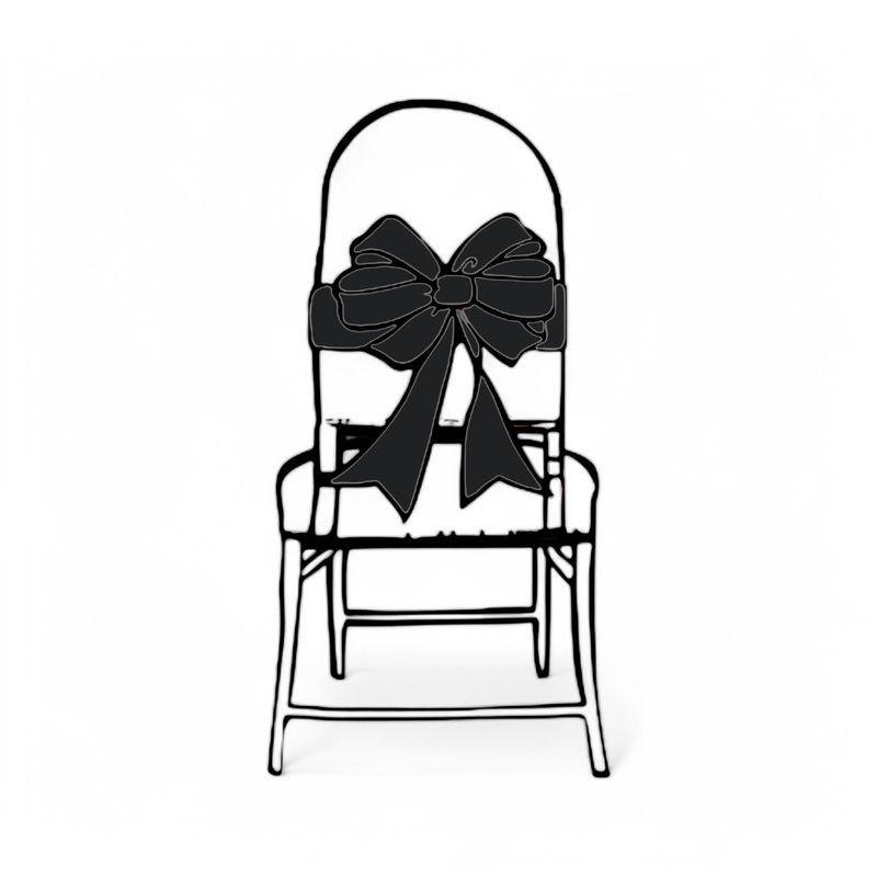 6pc 6&quot;x108&quot; Satin Chair Bow Black