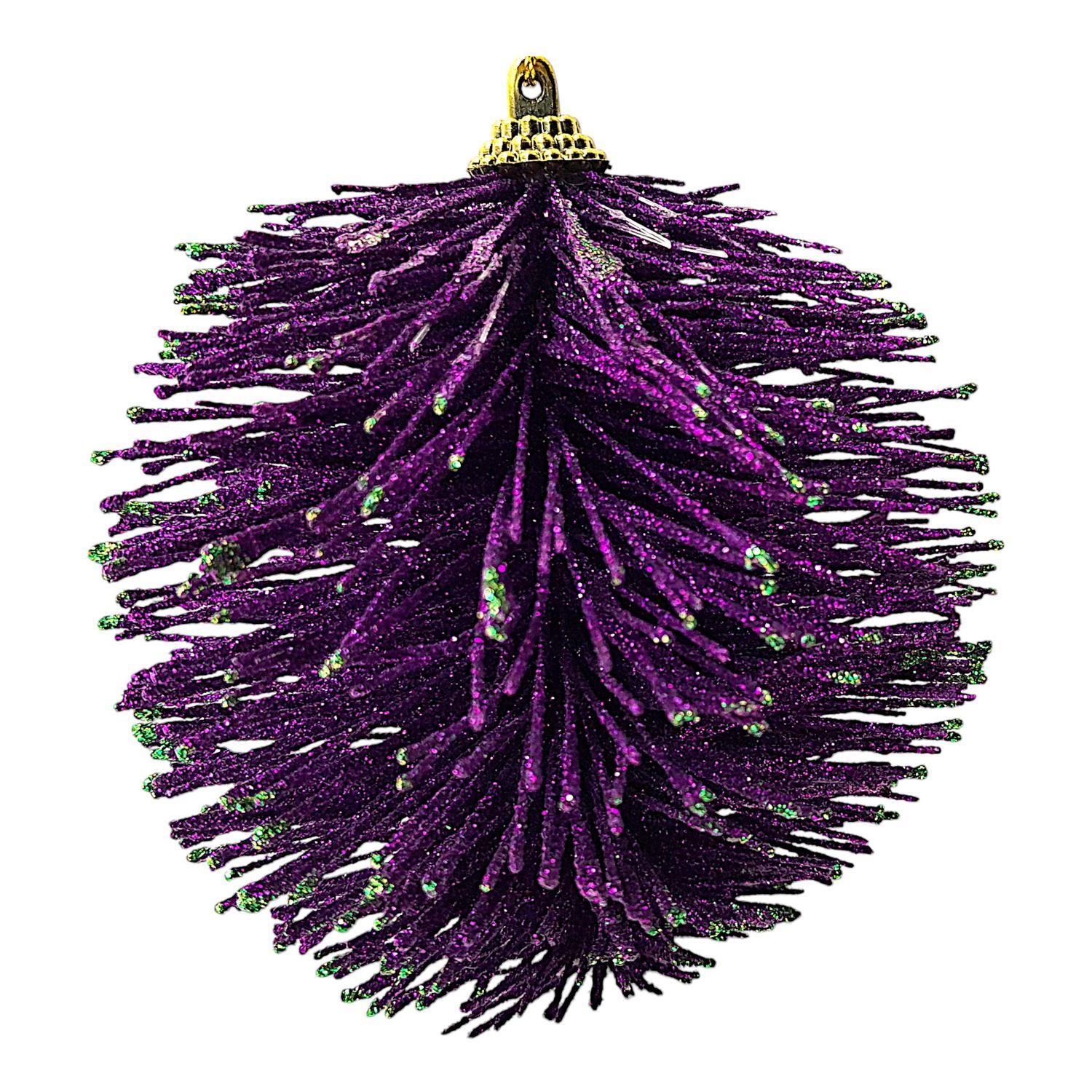 *4&quot; Glitter Spikey Ball Ornament Purple w/Green Tips
