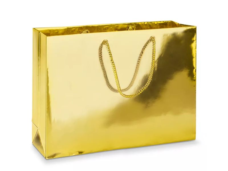 16&quot;x6&quot;x12&quot; Metallic Gift Bag Gold