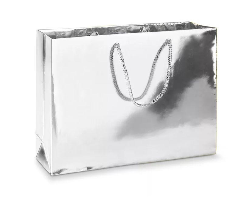 16&quot;x6&quot;x12&quot; Metallic Gift Bag Silver