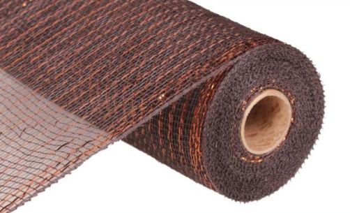 10&quot;x10yd Metallic Deco Mesh Chocolate/Copper