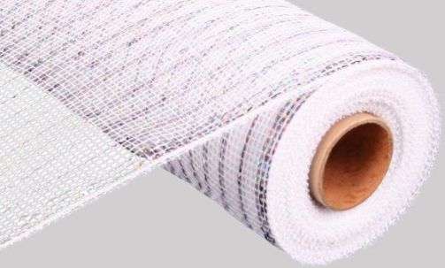 10&quot;x10yd Metallic Deco Mesh  White/Silver