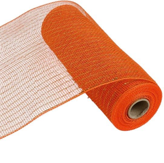 10"x10yd Metallic Deco Mesh  Orange/Gold