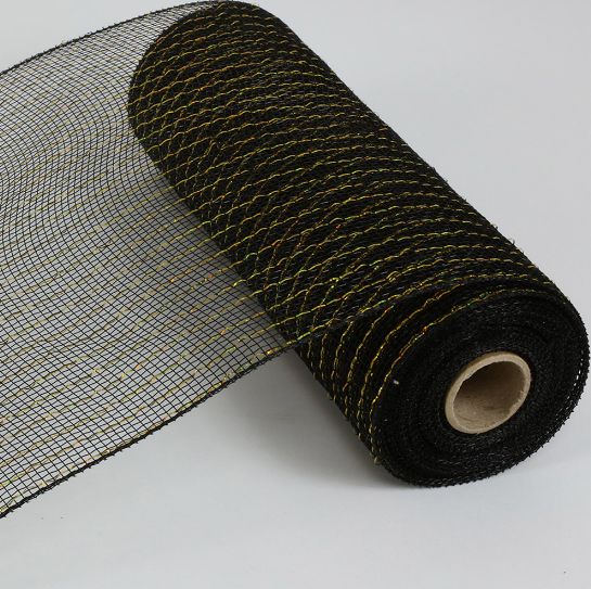 10&quot;x10yd Metallic Deco Mesh Black