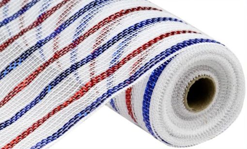 10.25&quot;x10yd Metallic Stripe Mesh Red/White/Blue