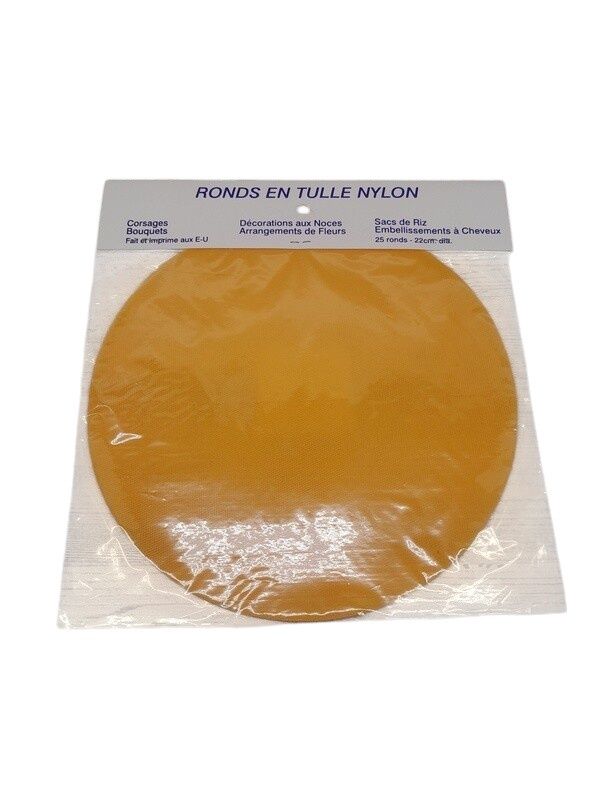25pc 9&quot; Tulle Circles Vel Gold