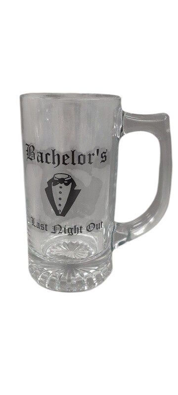 Beer Stein Bachelors Last Night Out Clear/Black (Glass)