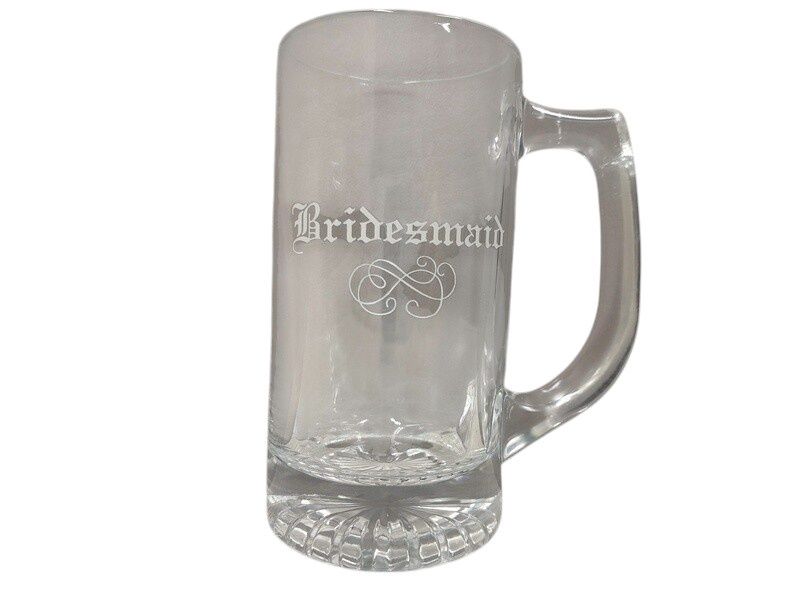 Beer Stein Bridesmaid Clear/White (Glass)