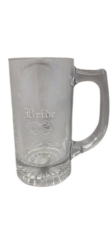 Beer Stein Bride Clear/White (Glass)