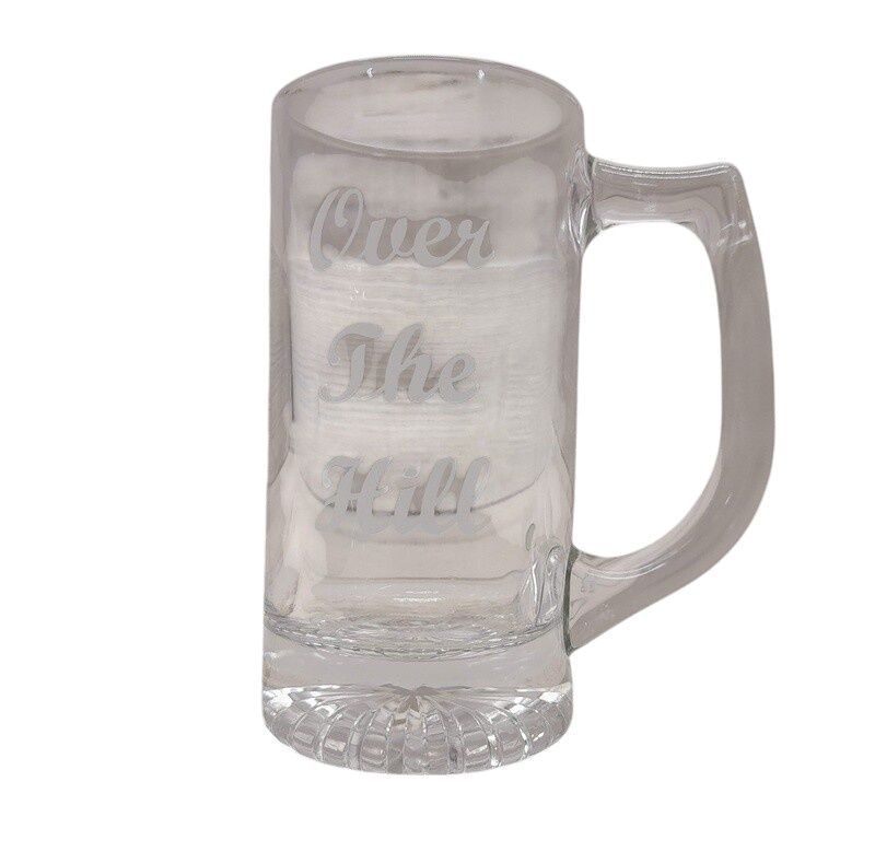 Beer Stein Over The Hill Clear/White (Glass)