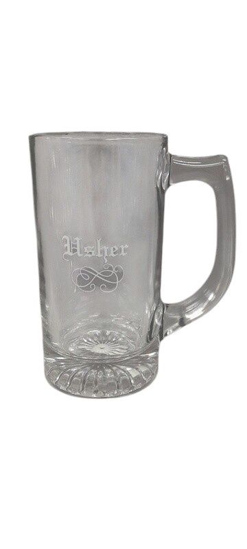 Beer Stein Usher Clear/White (Glass)