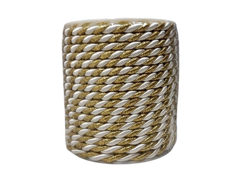 6mm x 25yd 2 Ply Twist Cord Gold/White 6mm x 25yd 2 Ply Twist Cord Gold/White