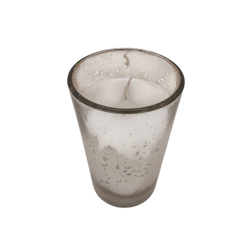 3.5″x2.5″ Mercury Glass Wax Filled Votive Silver