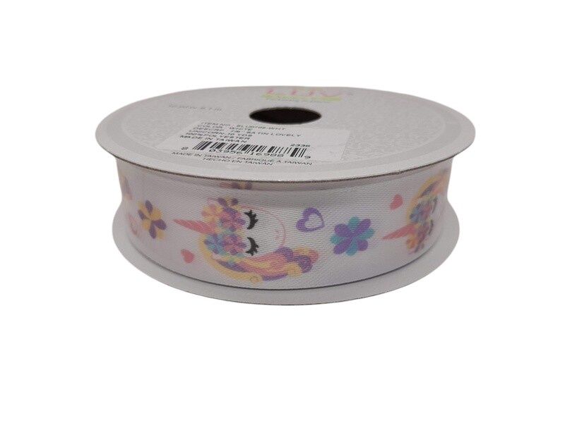 7/8&quot;x10yd Unicorn Satin Ribbon White