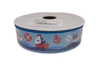 7/8&quot;x10yd Sailboat Grosgrain Ribbon Blue
