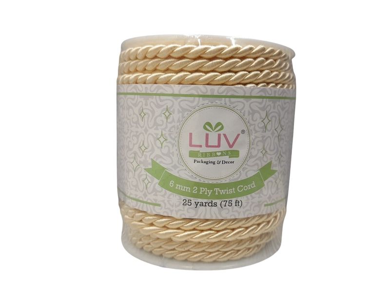 6mm x 25yd 2 Ply Twist Cord Ivory