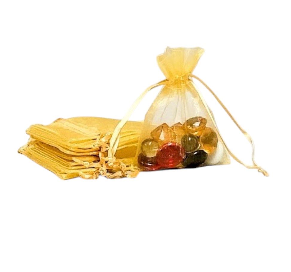 12pc 3&quot;x4&quot; Organza Bags Antique Gold