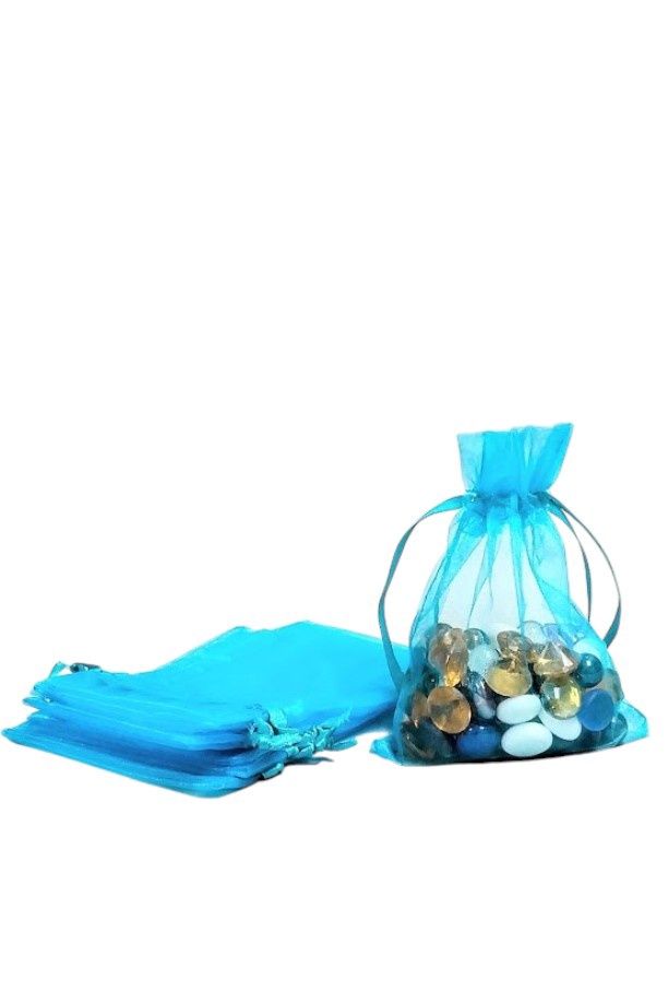 12pc 3&quot;x4&quot; Organza Bags Turquoise