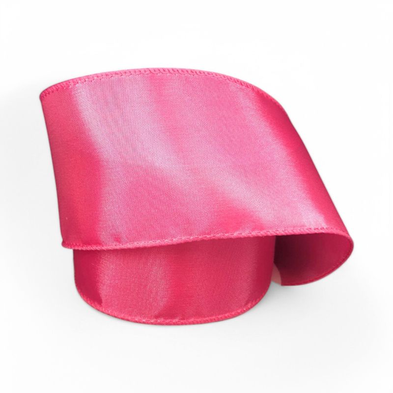 2.5"x10yd Wired Satin Ribbon Hot Pink