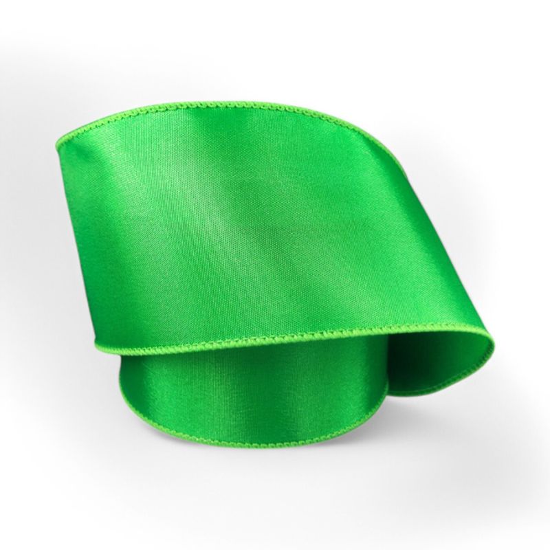 2.5"x10yd Wired Satin Ribbon Emerald