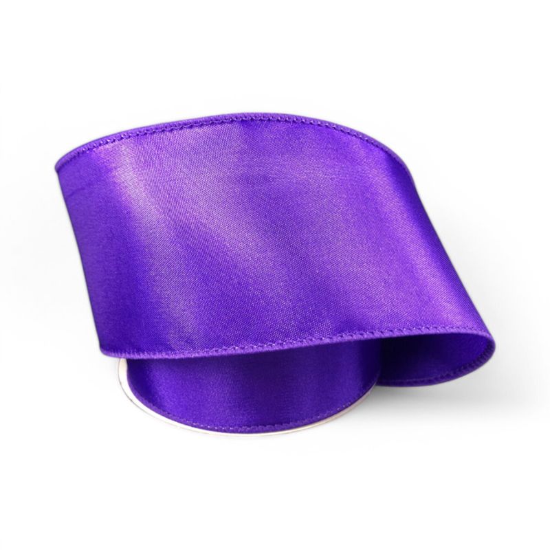 2.5"x10yd Wired Satin Ribbon Purple
