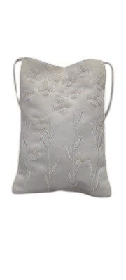 4.5&quot;x7.5&quot; Money Bag w/Pearls/Flowers White