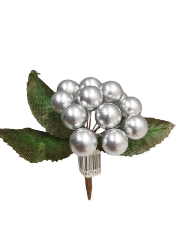 1pc 4.5&quot; Berry Cluster Silver