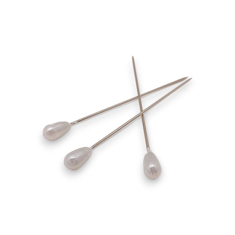 144pc 2&quot; 5mm x8mm Drop Pearl Corsage Pins White