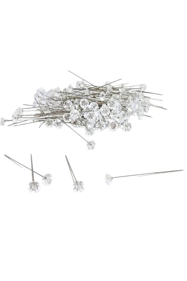 144pc 2.5&quot; Diamond Corsage Pins Clear