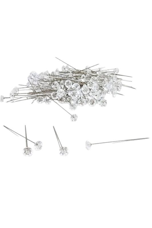 144pc 2.5&quot; Diamond Corsage Pins Clear
