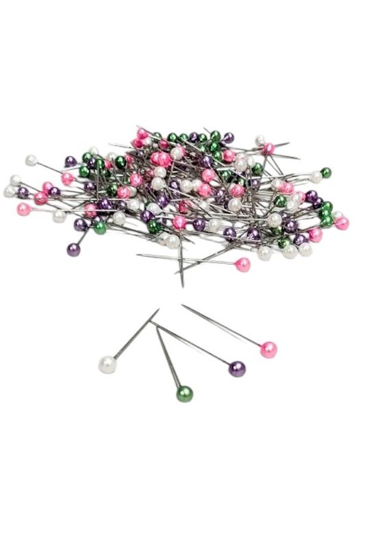144pc 1.25&quot; Pearl Pins Pink/Purple/Green/Ivory