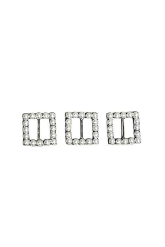 3pc Square Pearl Buckles White