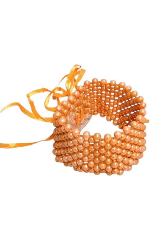 Pearl Wristlet w/Plastic Pad/Ribbon Orange
