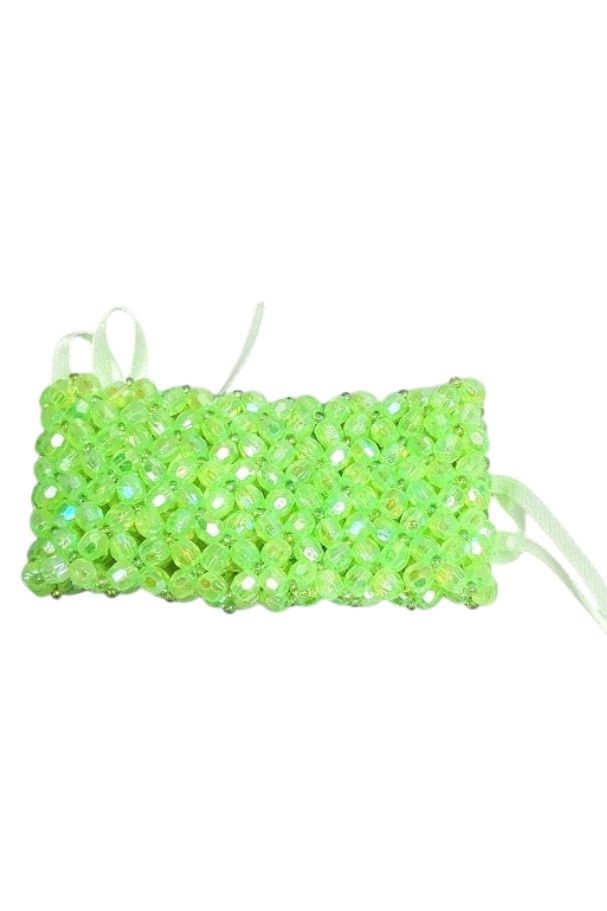 Bead Wristlet w/Plastic Pad/Ribbon Lime