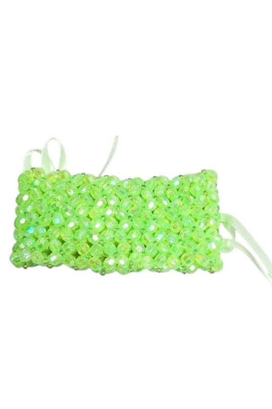 Bead Wristlet w/Plastic Pad/Ribbon Lime